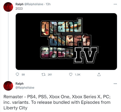 曝《GTA4復刻版》將于2023年發(fā)售 登陸PC和主機